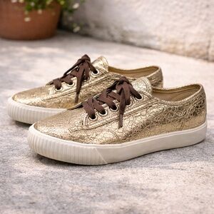 Feiyue Metallic Gold Sneakers Sz 9 Dragon Style Streetwear Low Top